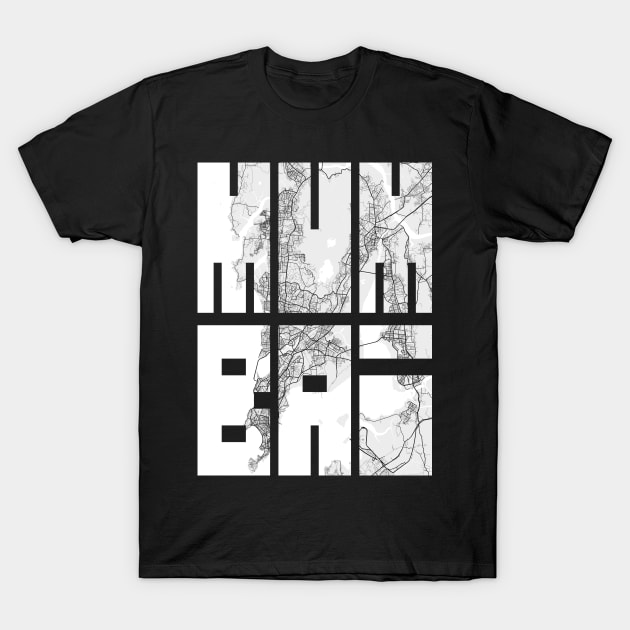 Mumbai, India City Map Typography - Light T-Shirt by deMAP Studio